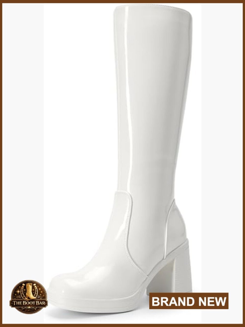 Knee High Platform Boots Square Toe Chunky Heeled Side Zipper